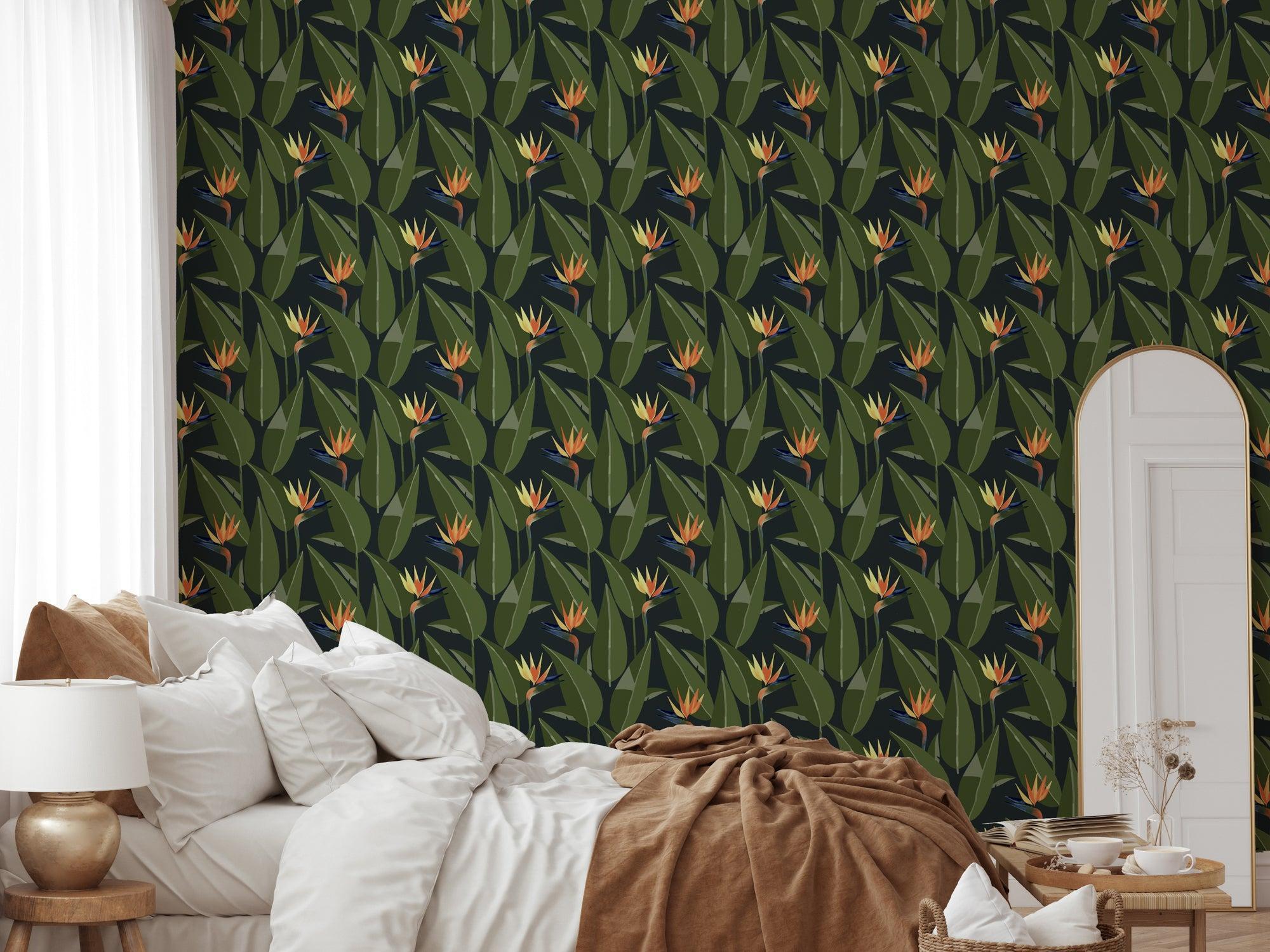 Birds of Paradise - Black Wallpaper - Mitchell Black