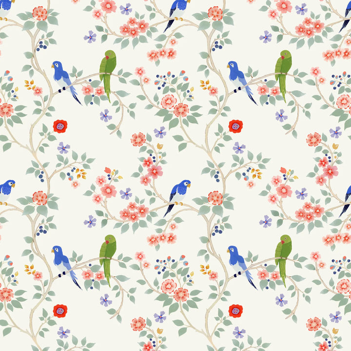 Blossom Perch - Antique Blue Wallpaper