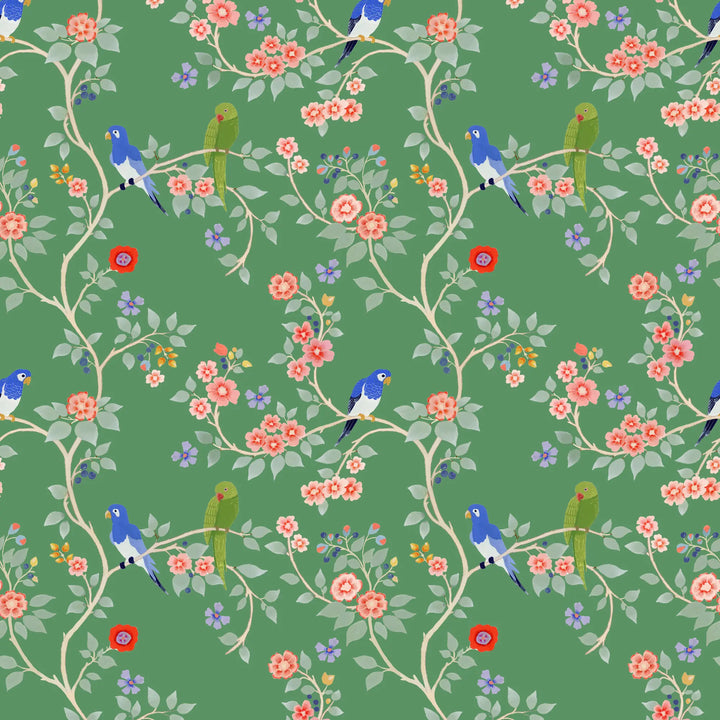 Blossom Perch - Green Sapphire Wallpaper