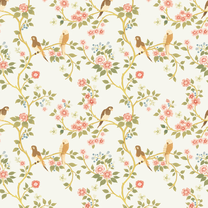 Blossom Perch - Soft White Wallpaper