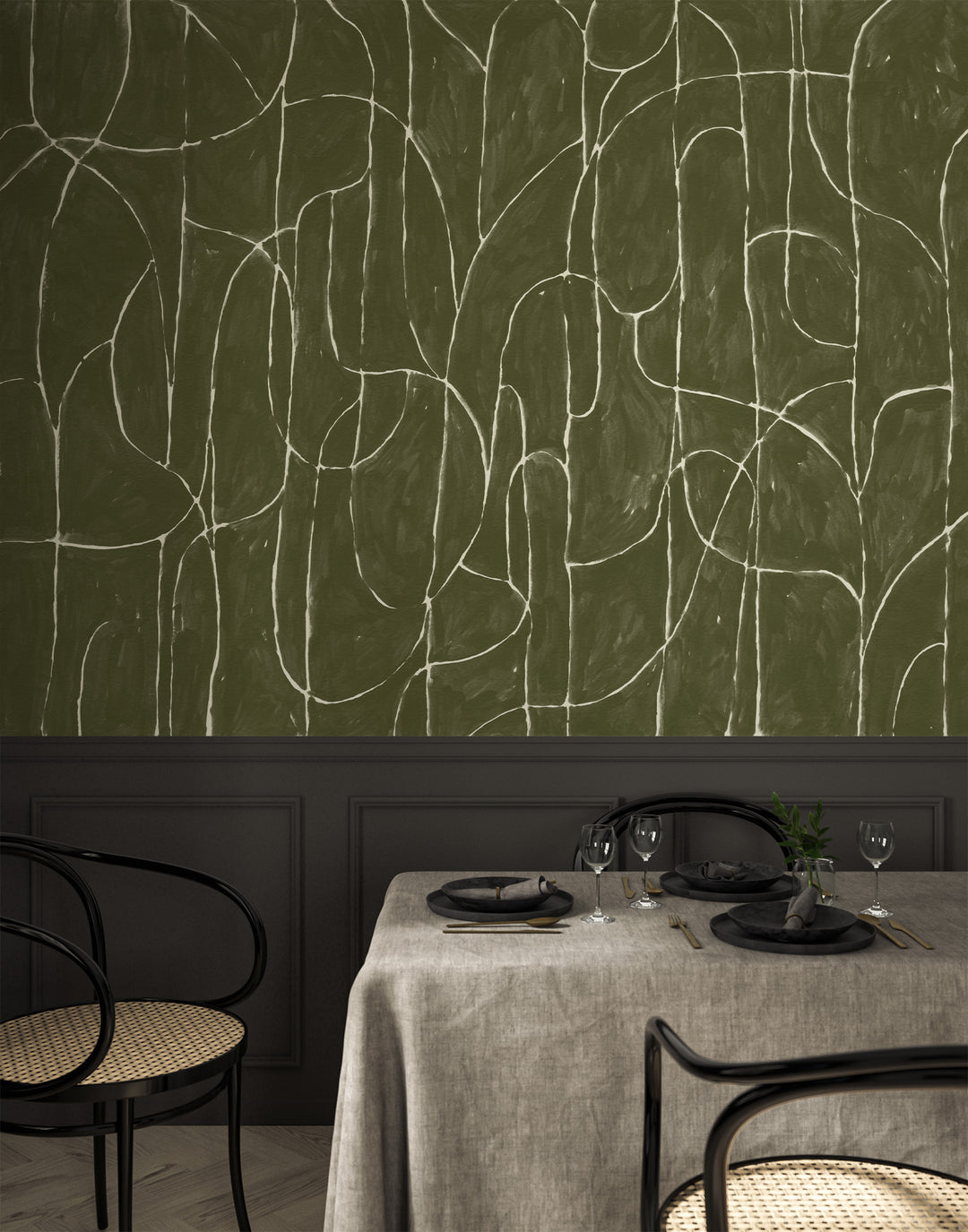 Boulder Beach Wall Mural - Olive Wallpaper by Forbes Masters