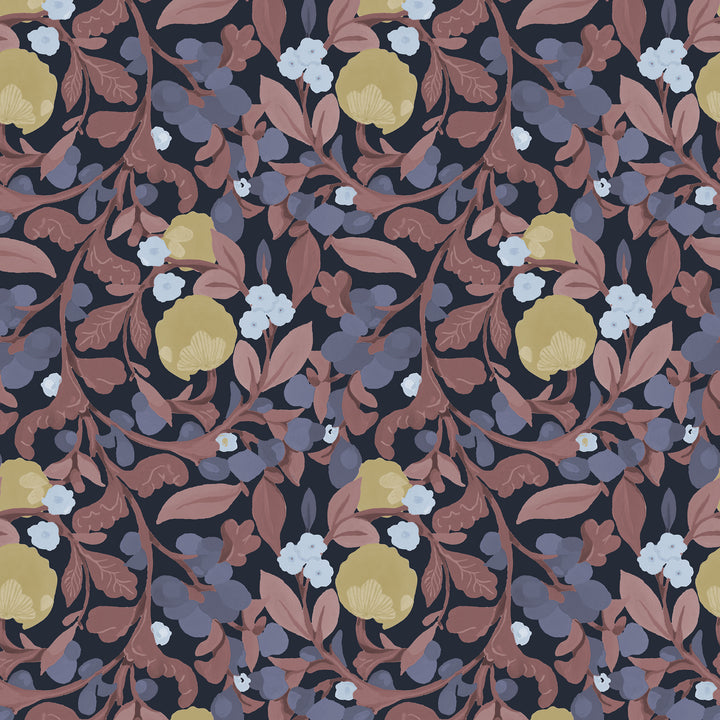 Budding Grove - Midnight Garden Floral Wallpaper