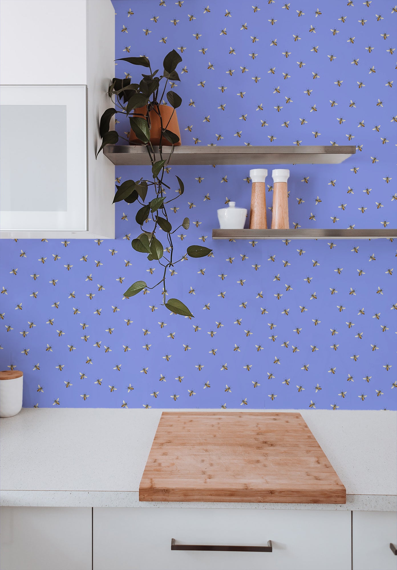 Bird Periwinkle Print Wallpaper – Textiles by SMITH