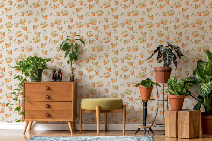 Citrus - Cream Floral Wallpaper by Cara's Garden