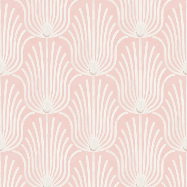 Carlyle Feather - Coral Pink Wallpaper