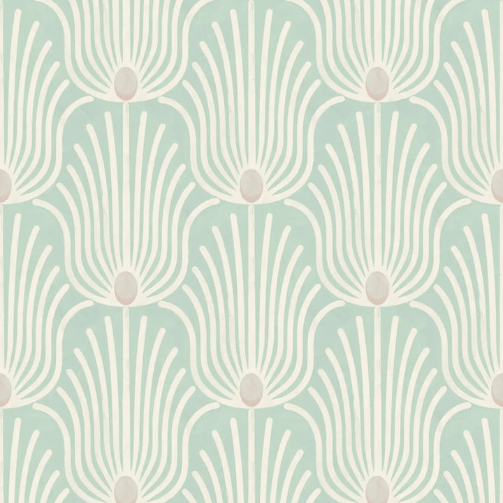 Carlyle Feather - Sunbleached Teal Wallpaper