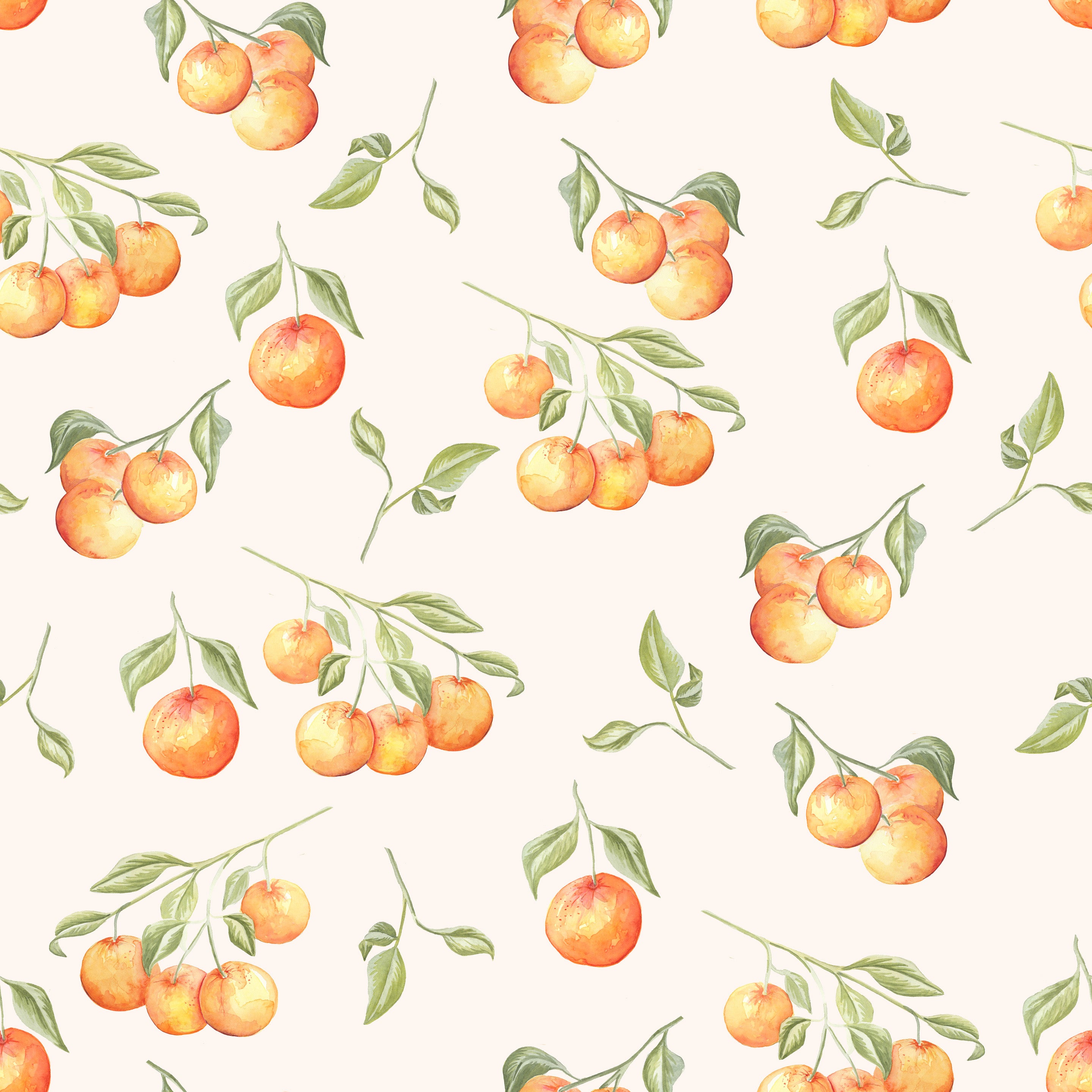 Citrus - Cream Floral Wallpaper by Cara's Garden - Mitchell Black