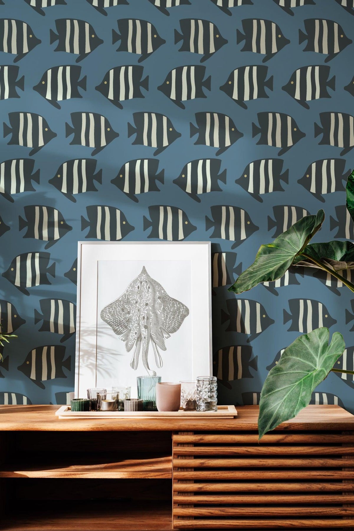 Coastal Fish - Blue Wallpaper - Mitchell Black