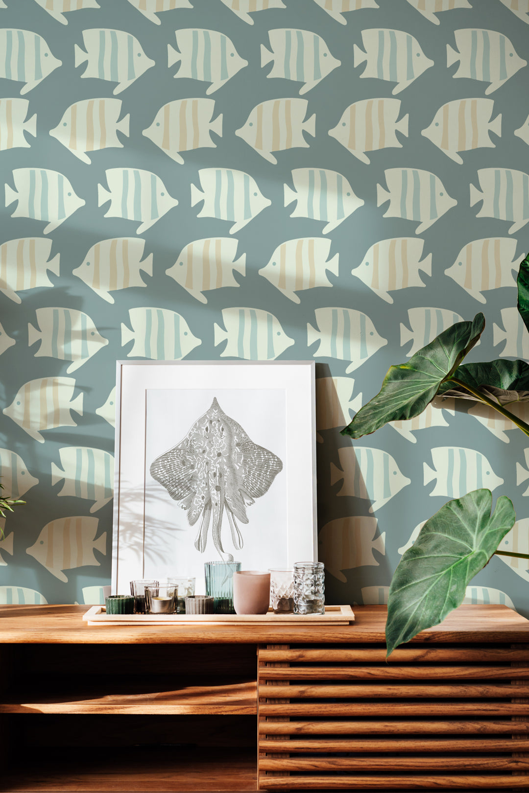 Coastal Fish - Tropical Green Wallpaper