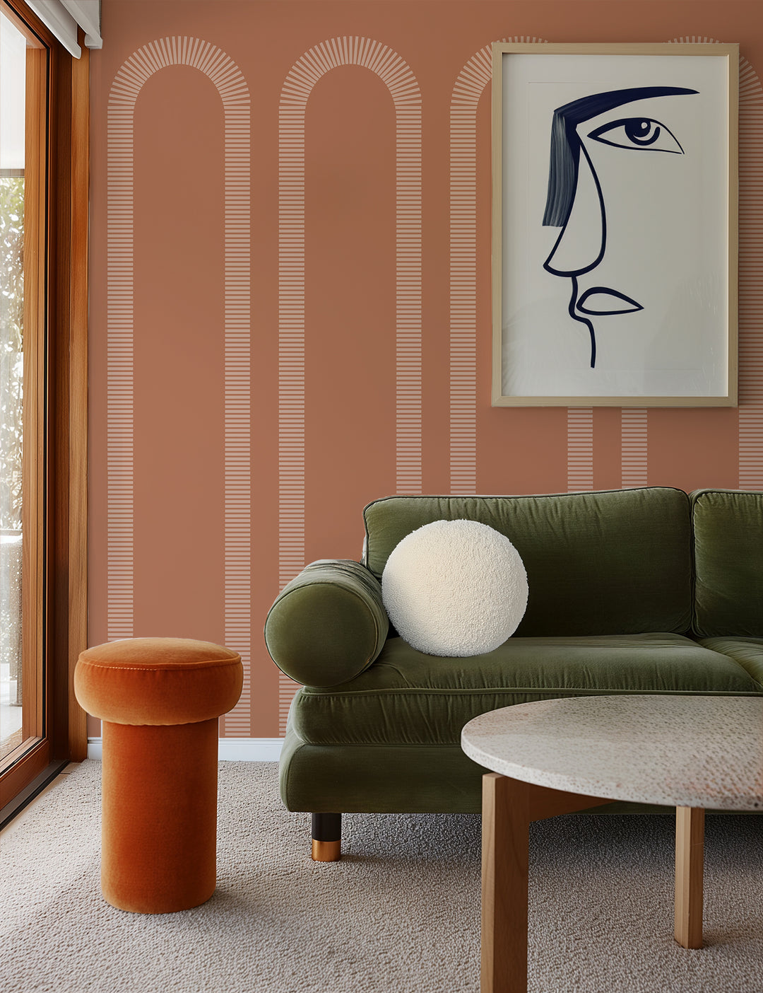 Colonnade - Brown Clay Wallpaper