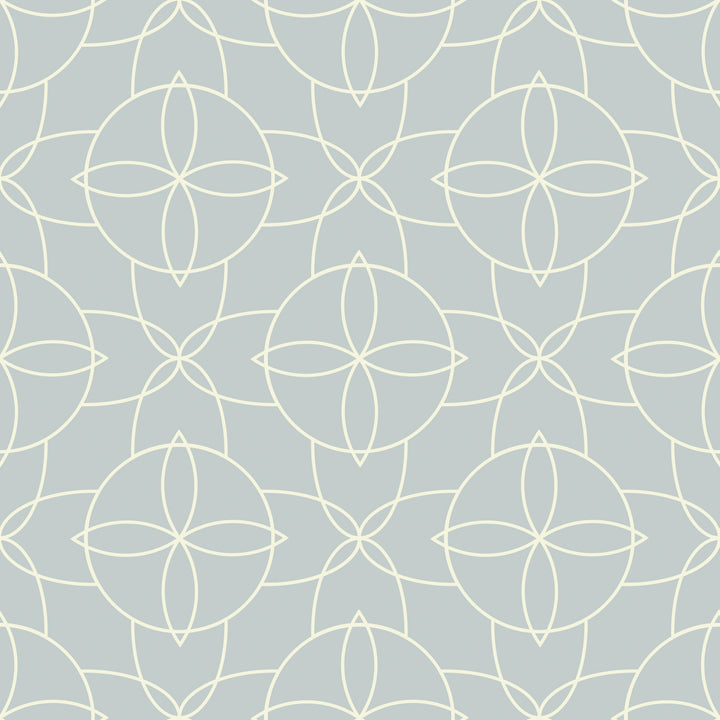 Court Rosette - Pale Mineral Blue Wallpaper