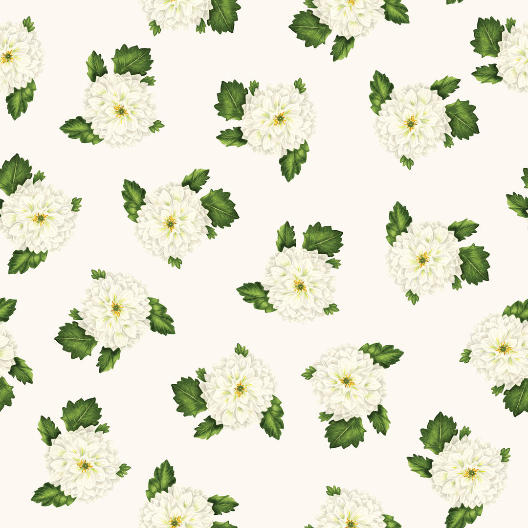 Dahlia - Cream Wallpaper by Cara's Garden