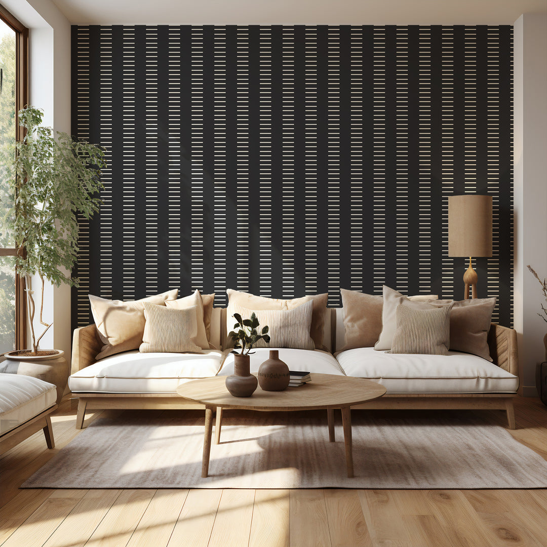 Dashing - Jet Black Reverse Geometric Wallpaper by Mrs. Paranjape