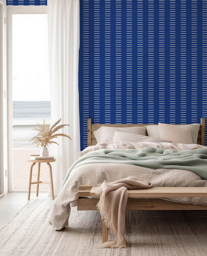 Dashing - Yves Blue Reverse Geometric Wallpaper by Mrs. Paranjape