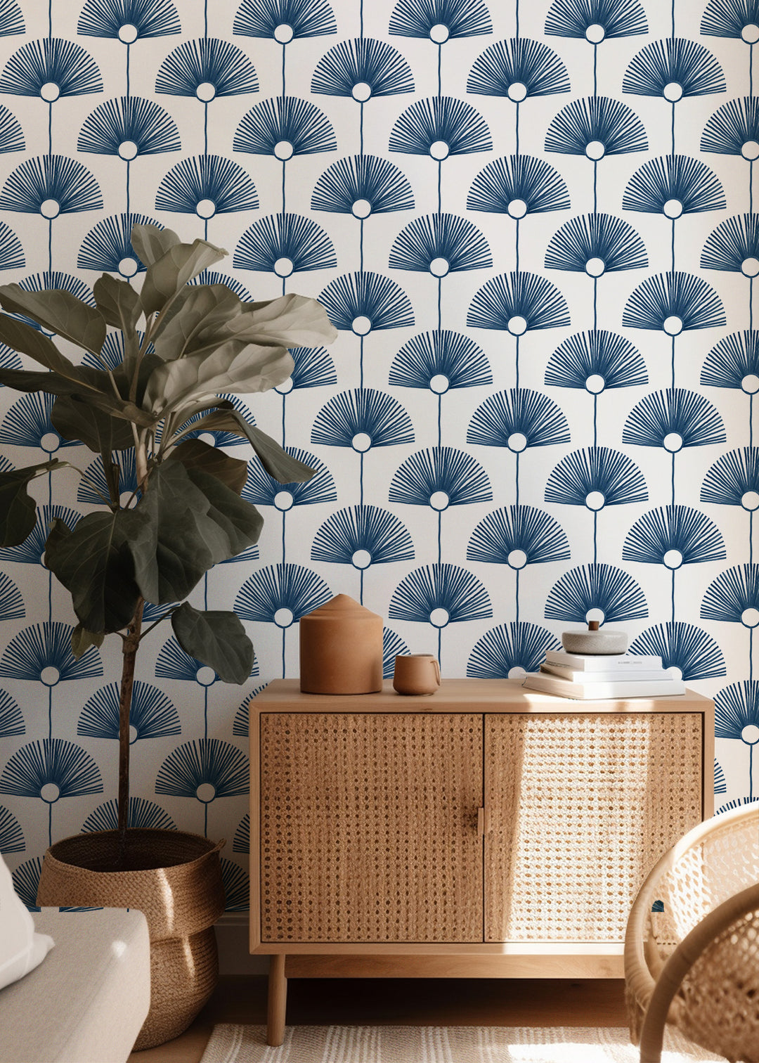 Deco Fan - Indigo Wallpaper by Bohemian Bungalow