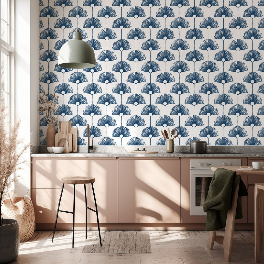 Deco Fan - Indigo Wallpaper by Bohemian Bungalow