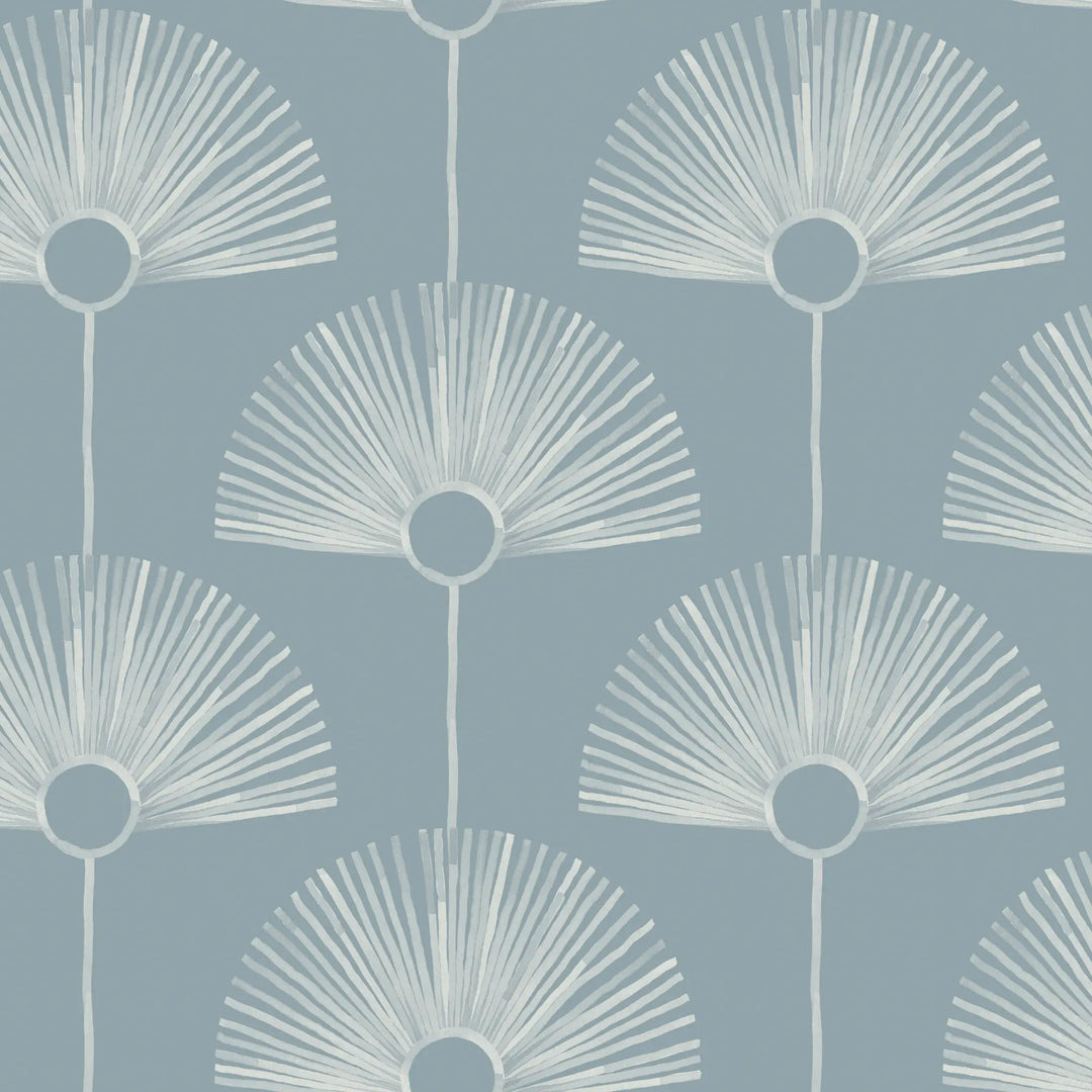 Deco Fan - Lacquered Blues Reverse Wallpaper by Bohemian Bungalow