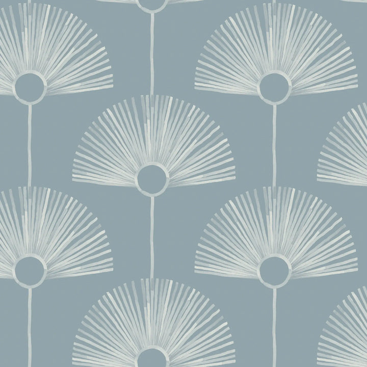 Deco Fan - Lacquered Blues Reverse Wallpaper by Bohemian Bungalow
