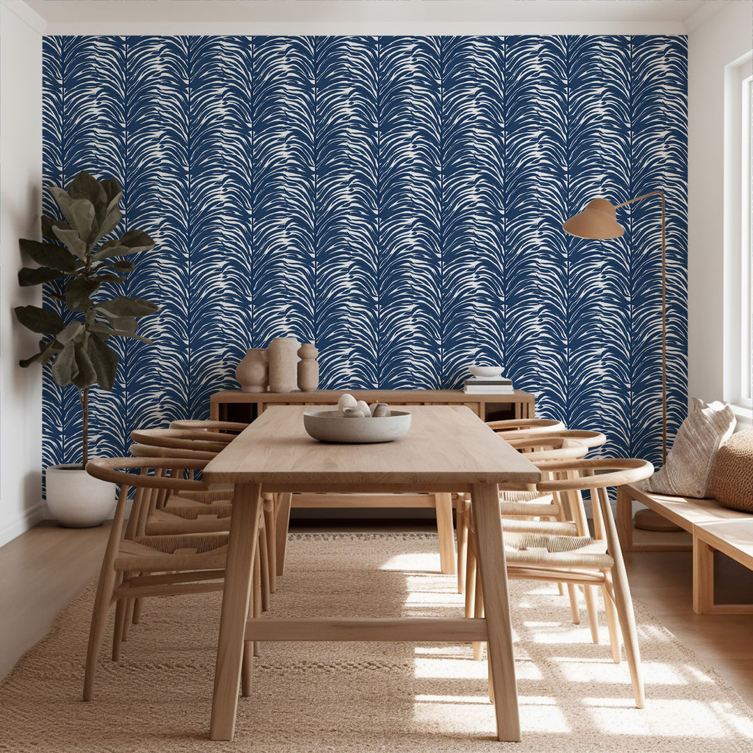 Deco Fern - Marine Floral Wallpaper by Bohemian Bungalow