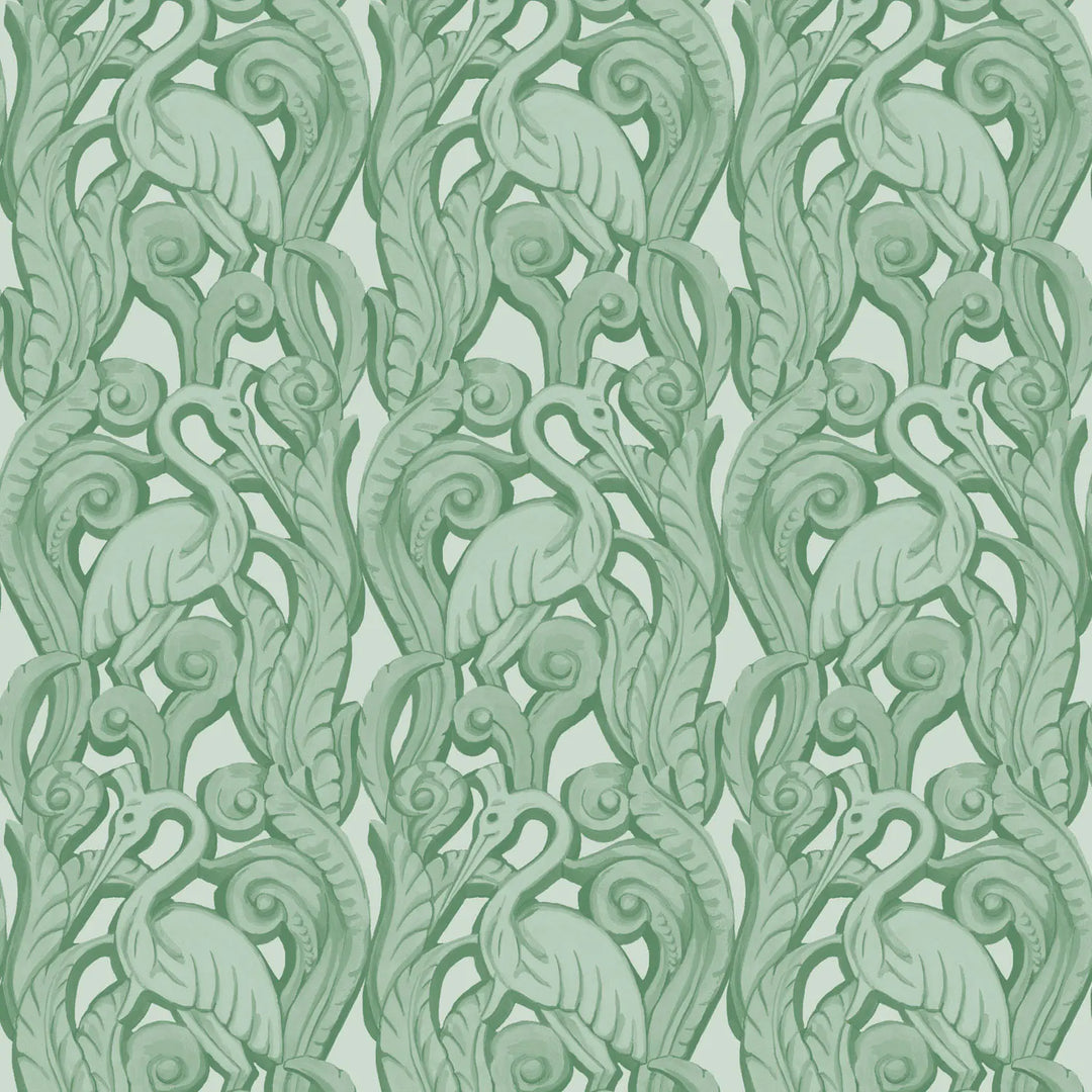 Deco Heron - Seafoam Wallpaper