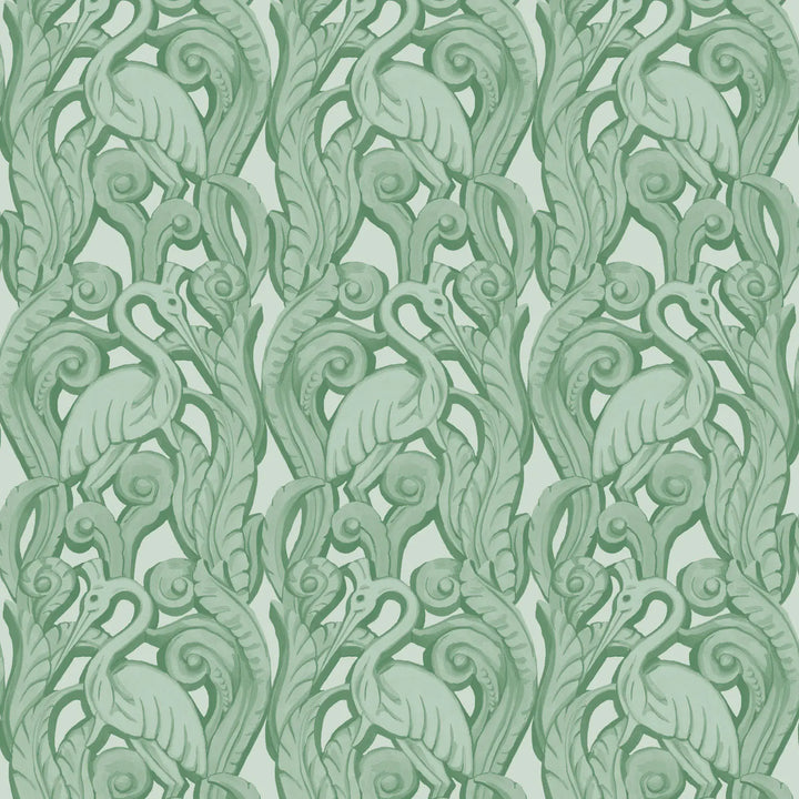Deco Heron - Seafoam Wallpaper