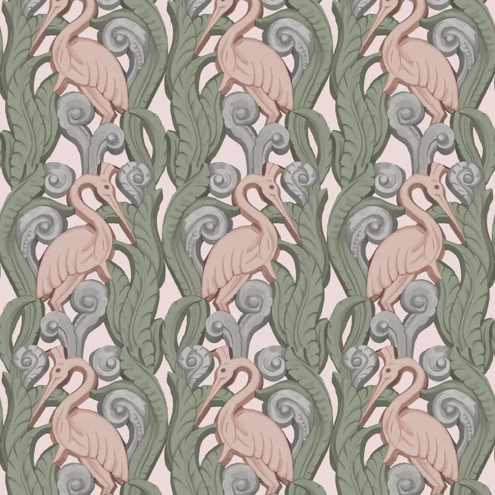 Deco Heron - Sunwashed Wallpaper