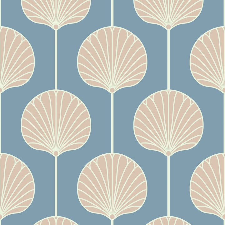 Deco Lily Large - Coastal Blue Wallpaper