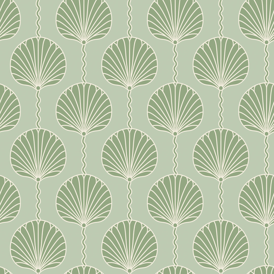 Deco Lily - Green Wallpaper