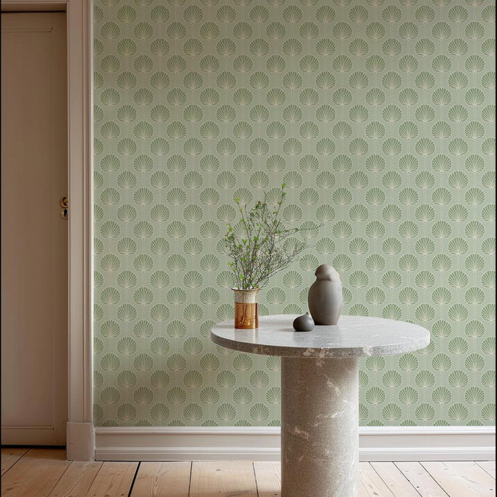 Deco Lily - Green Wallpaper