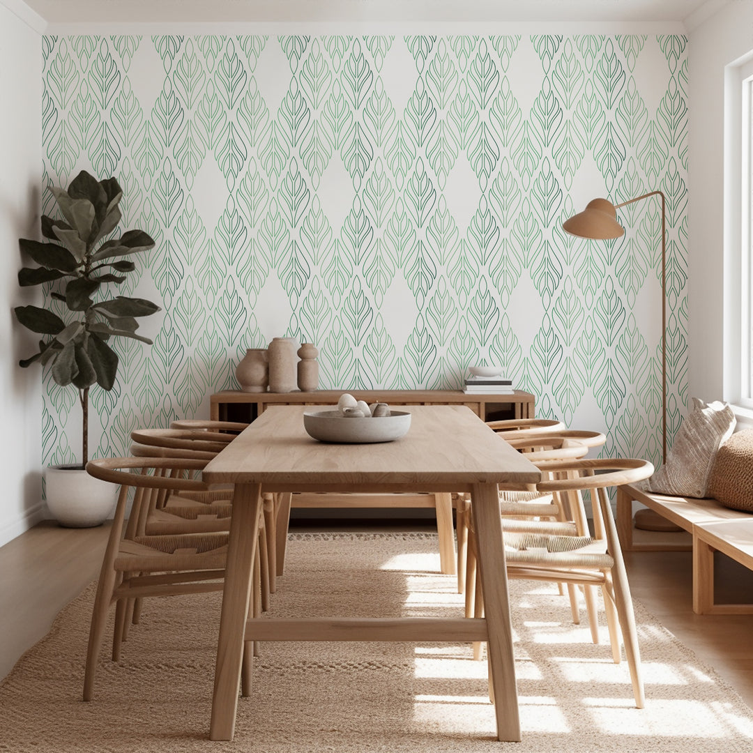 Deco Palm - Green Floral Wallpaper by Bohemian Bungalow