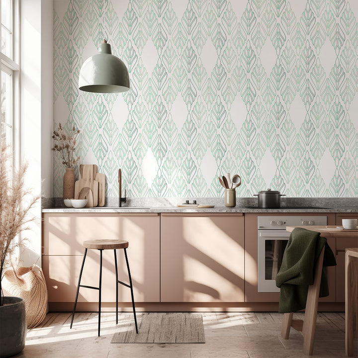 Deco Palm - Green Floral Wallpaper by Bohemian Bungalow