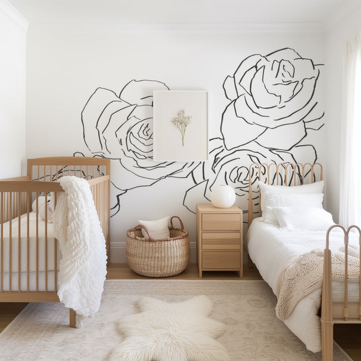 Desert Rose - Black Sketch Wall Mural