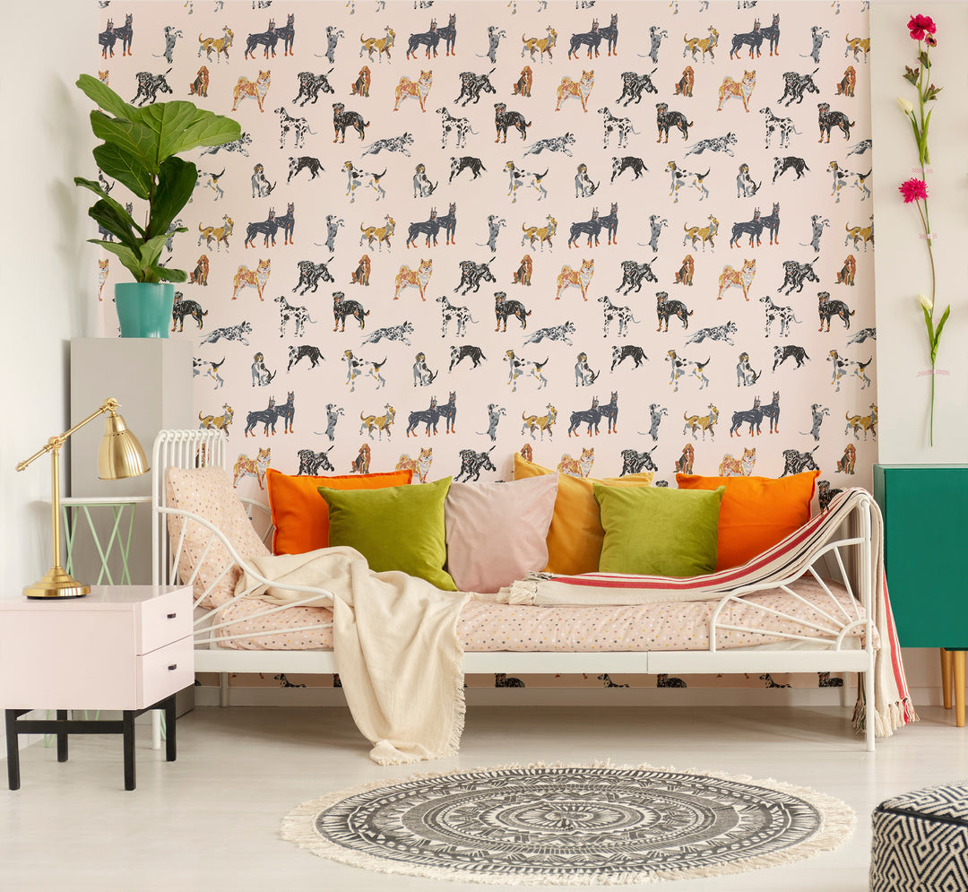 Dog Days - Sunbleached Pink Wallpaper