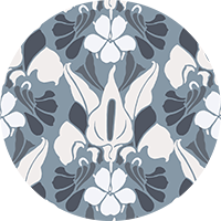 Dragon Flower - White/Blue/Grey Floral Wallpaper