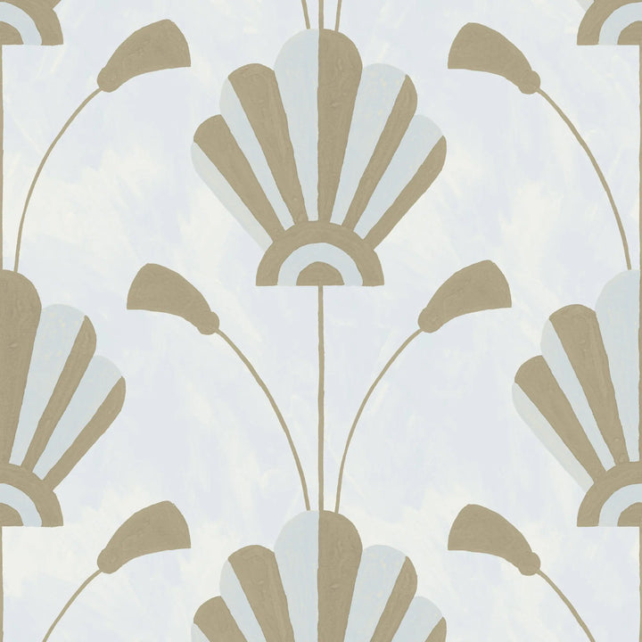 Fanflower - Powder Blue Gold Wallpaper