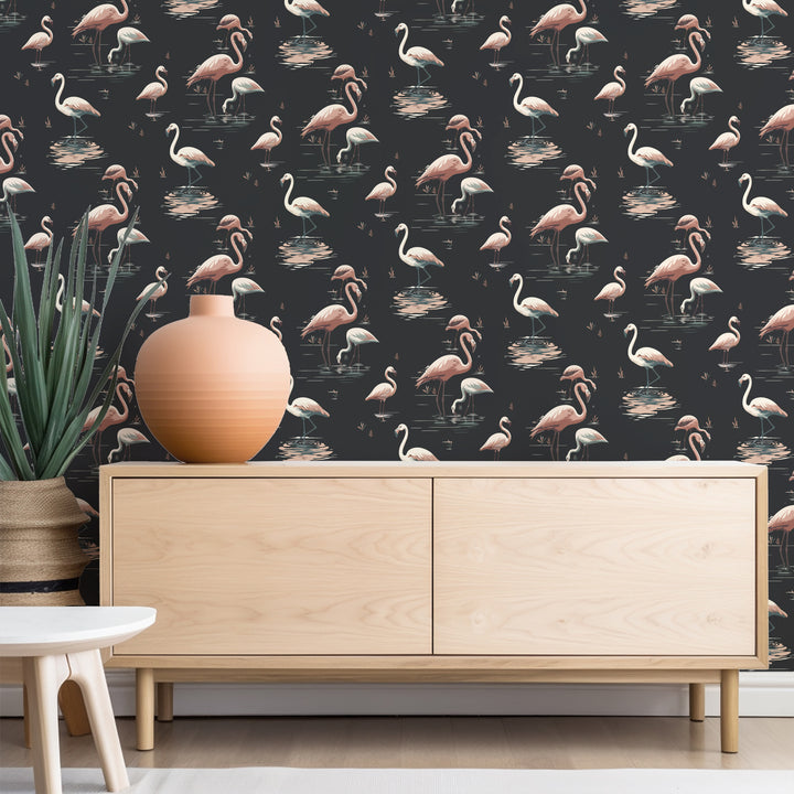 Flamingo - Black Sand Wallpaper