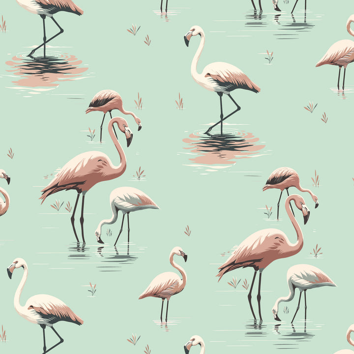 Flamingo - Caribbean Green Wallpaper