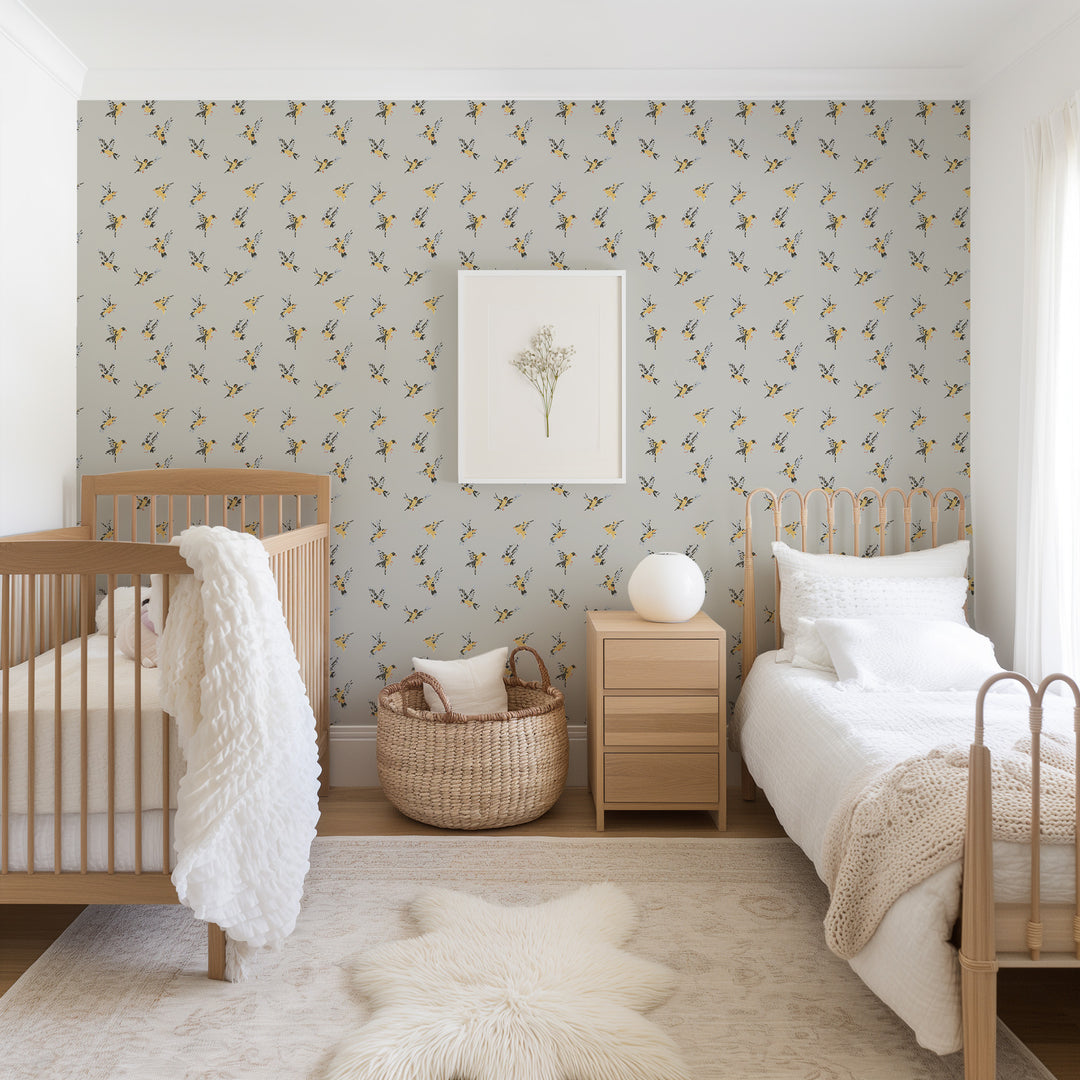 Flight of the Finches - Cloud Gray Wallpaper