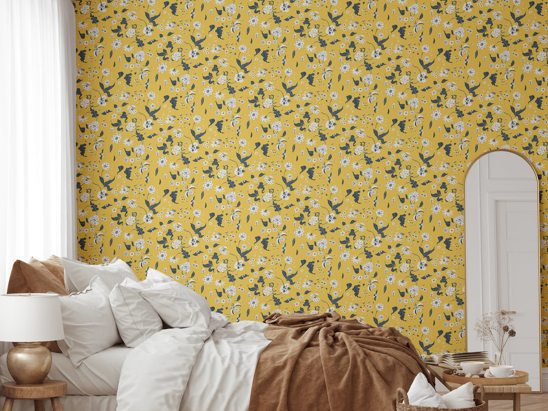 Floral Bliss - Saffron Wallpaper