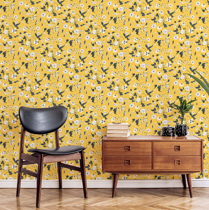 Floral Bliss - Saffron Wallpaper