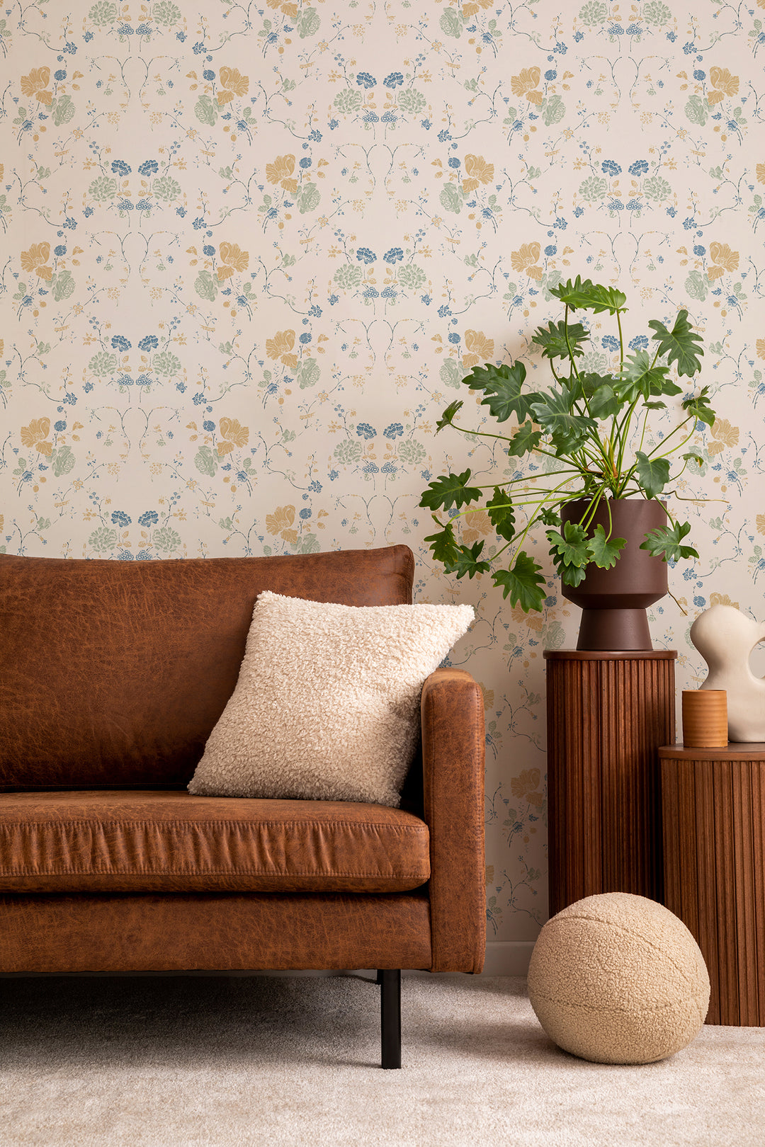 Floral Lace - Natural Cotton Wallpaper