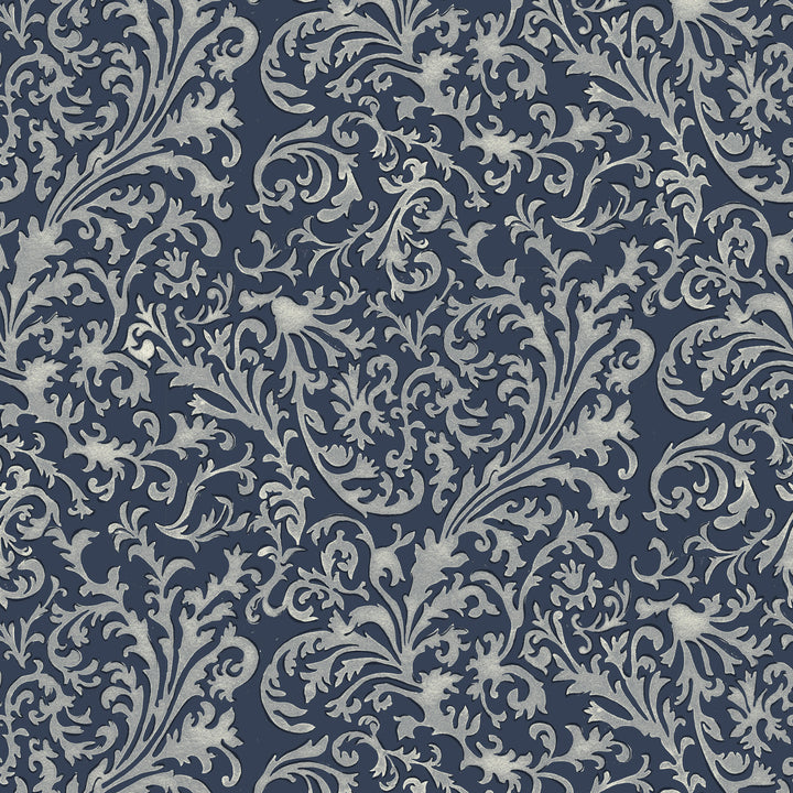 Florentine Vine - Deep Blue Wallpaper