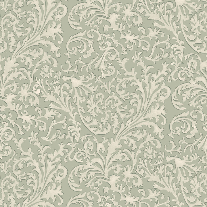 Florentine Vine - Thyme Green Wallpaper