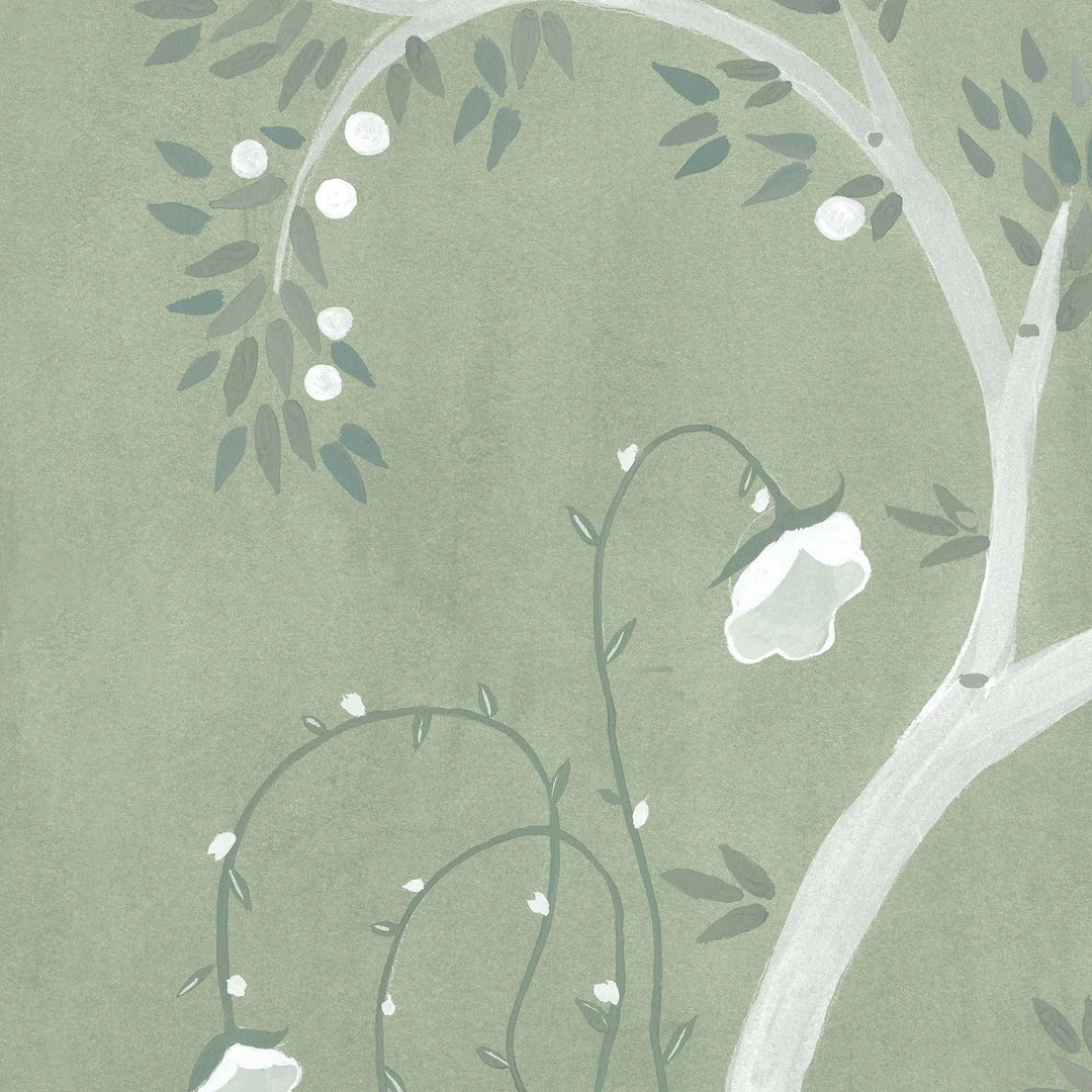 Forgotten Thicket Wall Mural - Celadon Green