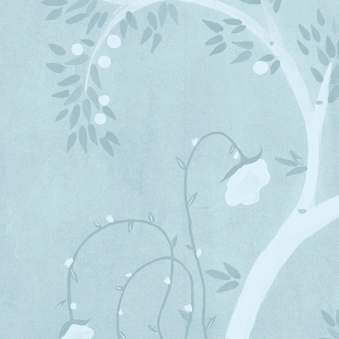 Forgotten Thicket Wall Mural - Washed Blue