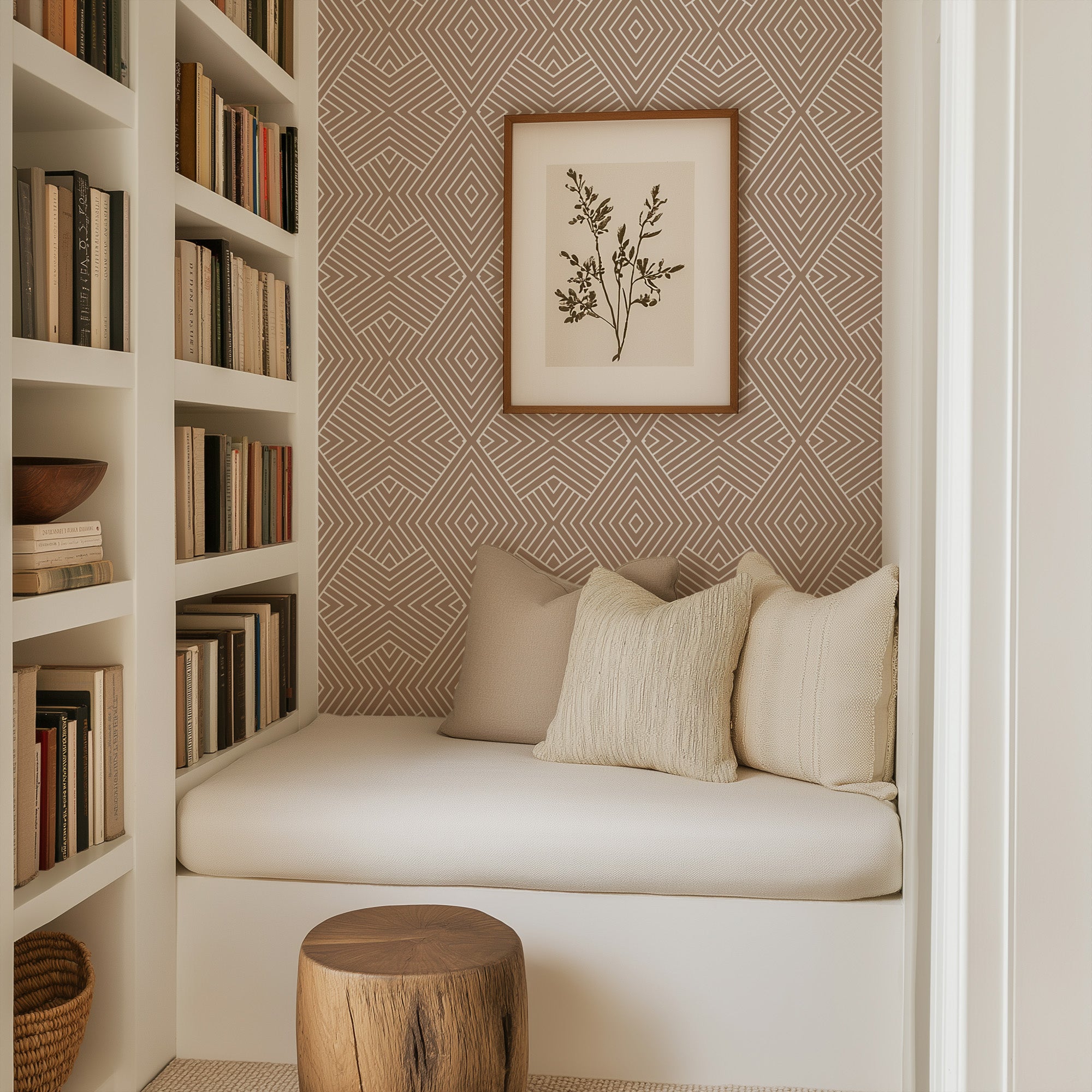 Formation - Truly Taupe Reverse Geometric Wallpaper by Mrs
