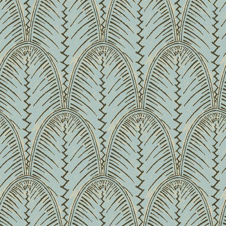 Fountain Fan - Blue Taupe Wallpaper