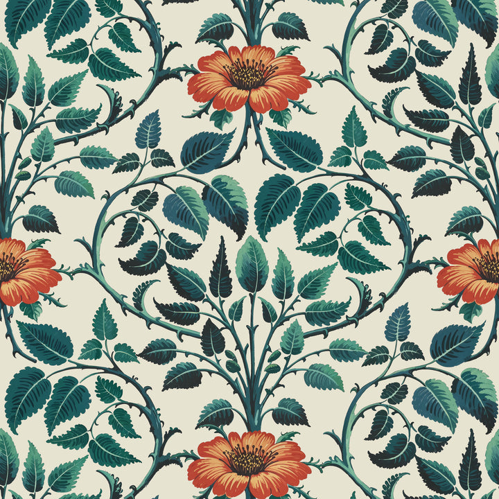 Garden Vine - Emerald Green Botanical Wallpaper