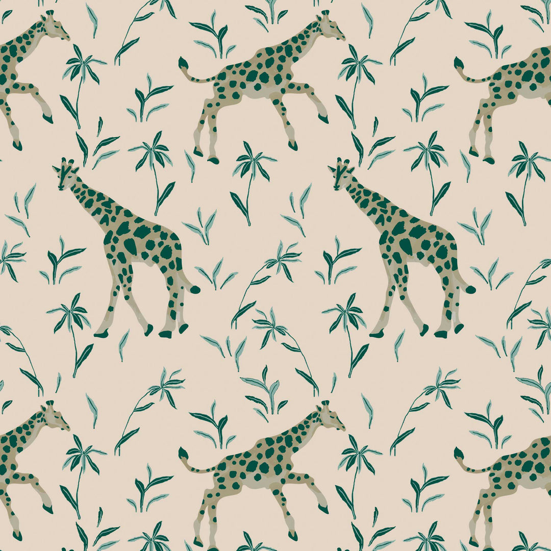 Gentle Giraffe - Emerald Wallpaper by Blessed Little Bungalow