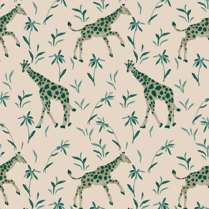 Gentle Giraffe - Emerald Wallpaper by Blessed Little Bungalow